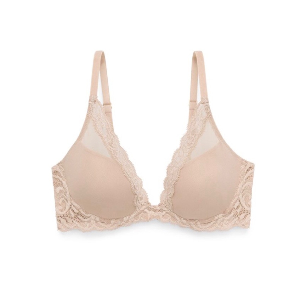 Natori Feathers Mesh Lace Demi Bra Café Nude 32D